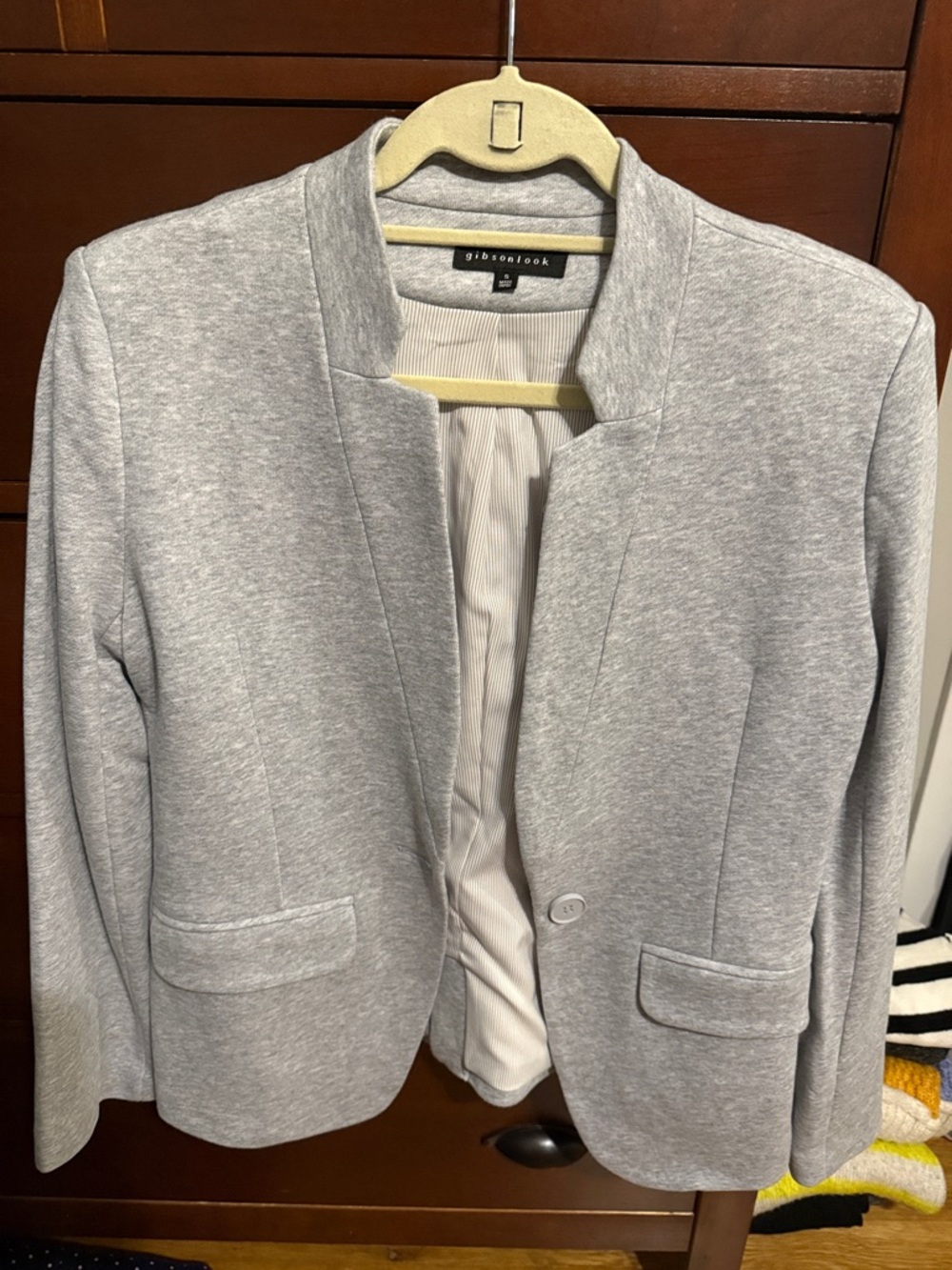 Gibson Light Gray Open-Front Knit Blazer